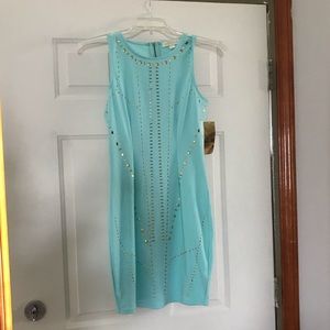NWT Blue & Gold Bodycon Dress